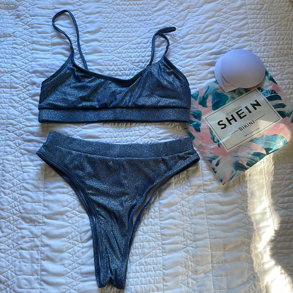 SHEIN Metallic High Waisted Bikini